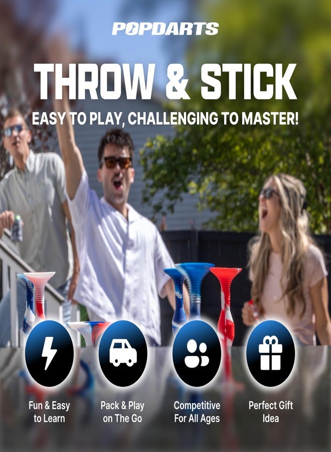 مجموعة ألعاب Popdarts USA الاحترافية (علامة هدف Wigglenobber باللون الأحمر والأبيض والأزرق) - لعبة رمي أكواب الشفط للاستخدام الداخلي والخارجي - منافسة ممتعة - Image 2